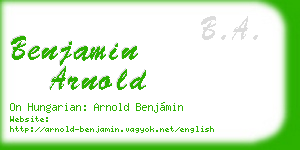 benjamin arnold business card